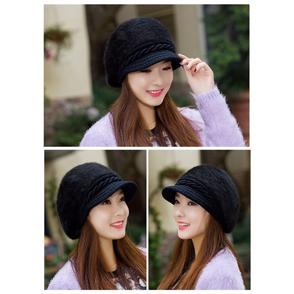 Women Girls Fluffy Wool Beret Hat - Picture 6 of 6